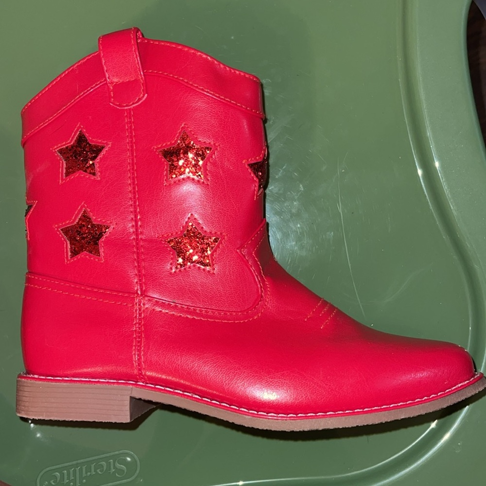 NEW GYMBOREE Girls cowboy boots star glitter red size 2 - Picture 4 of 5